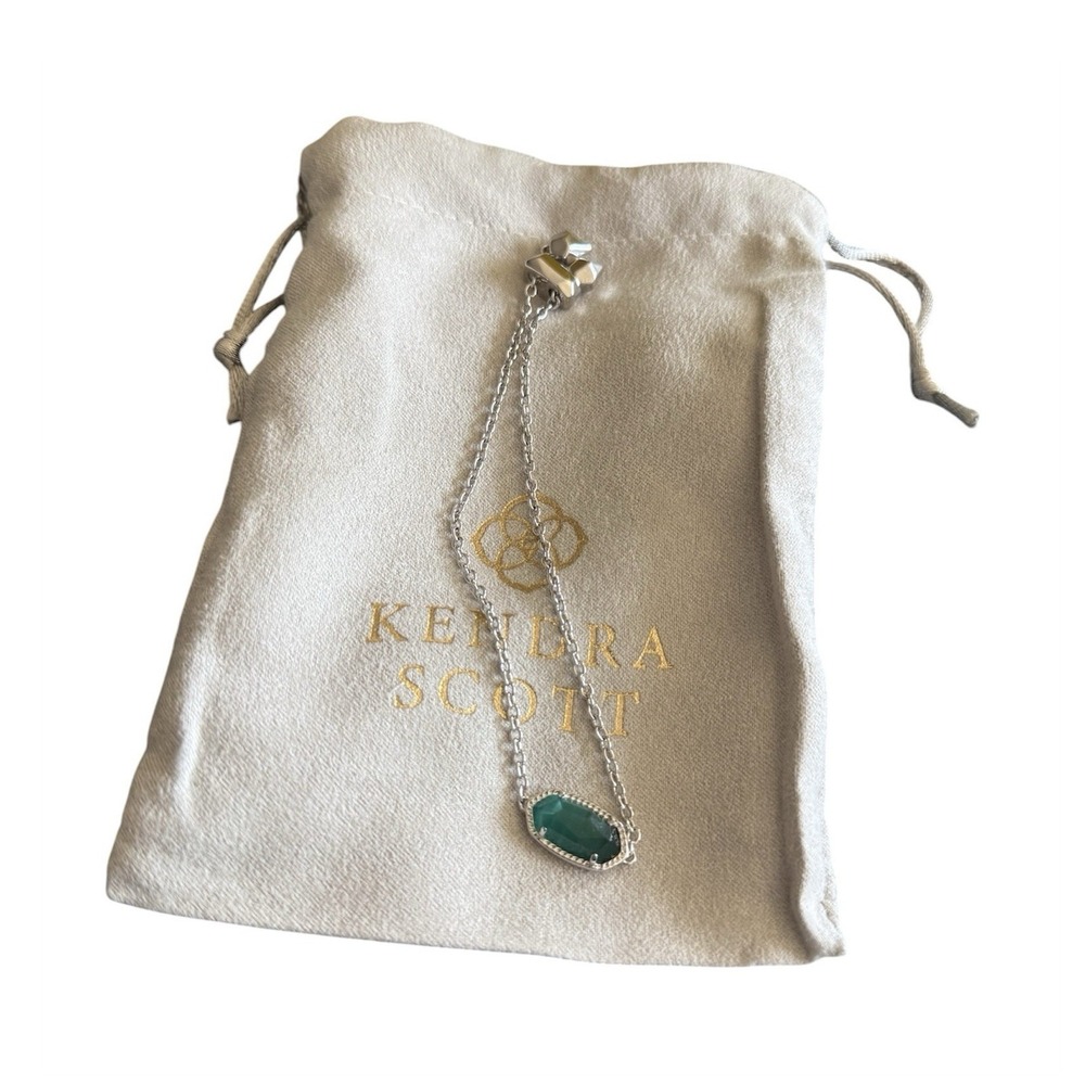 Kendra Scott Silver Chain Bracelet Emerald Green Stone